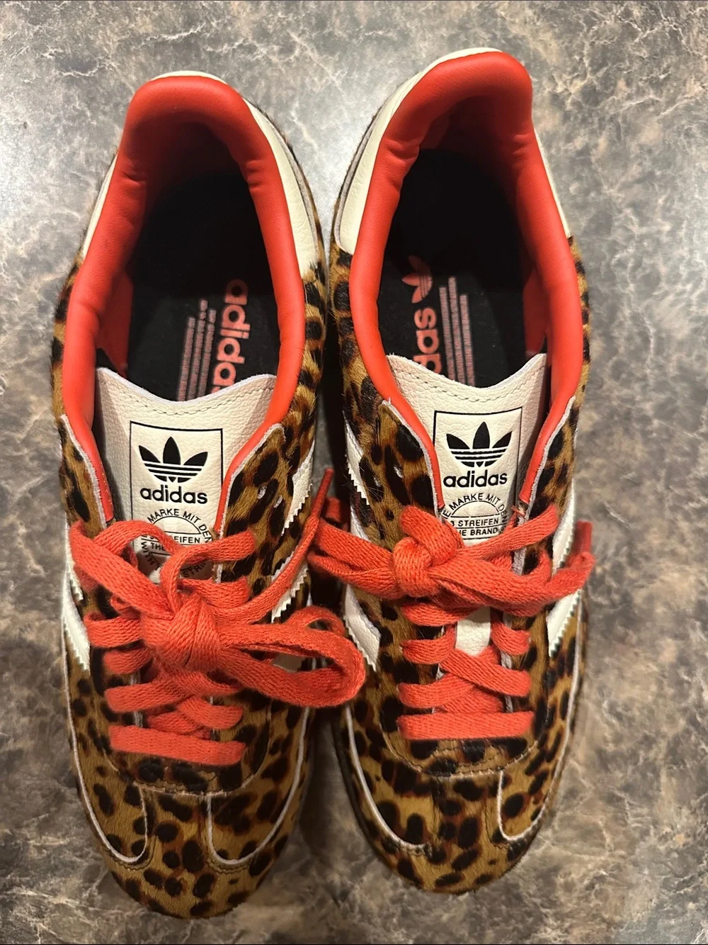 adidas Women's Leopard Print Sneakers with Orange-Red Accents